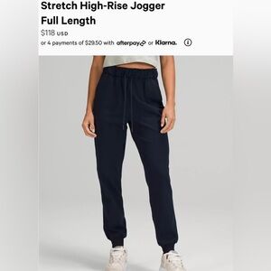 Lululemon High Rise Stretch Joggers- Navy Sz14